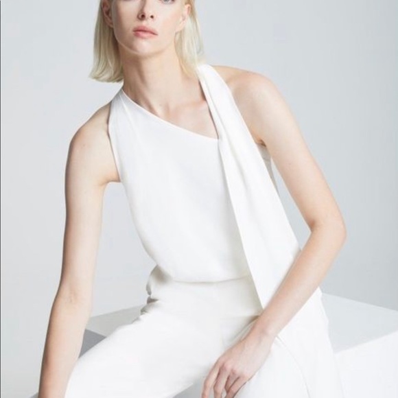 Enchanted | White High-Neck Jumpsuit With Scarf